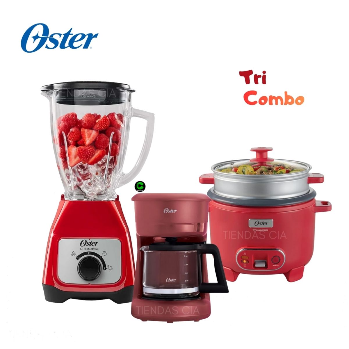 OSTER - TriCombo Oster Licuadora BLSTKAGRRD + Cafetera y Olla Arrocera
