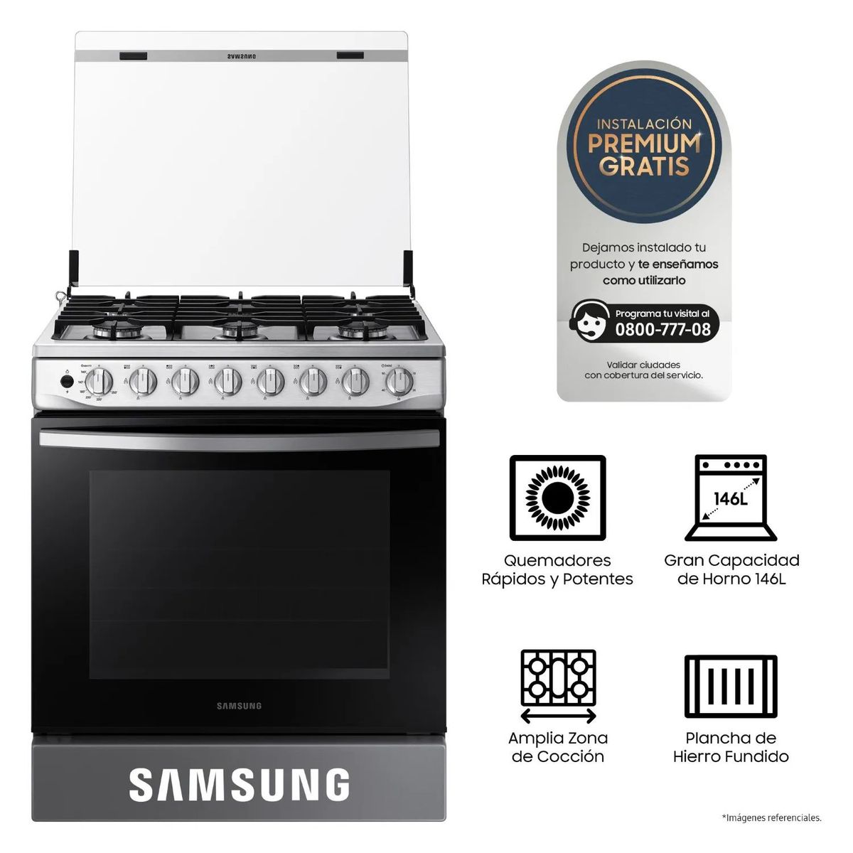 SAMSUNG - Cocina Samsung  6 hornillas con Plancha NX52T5311PSPE