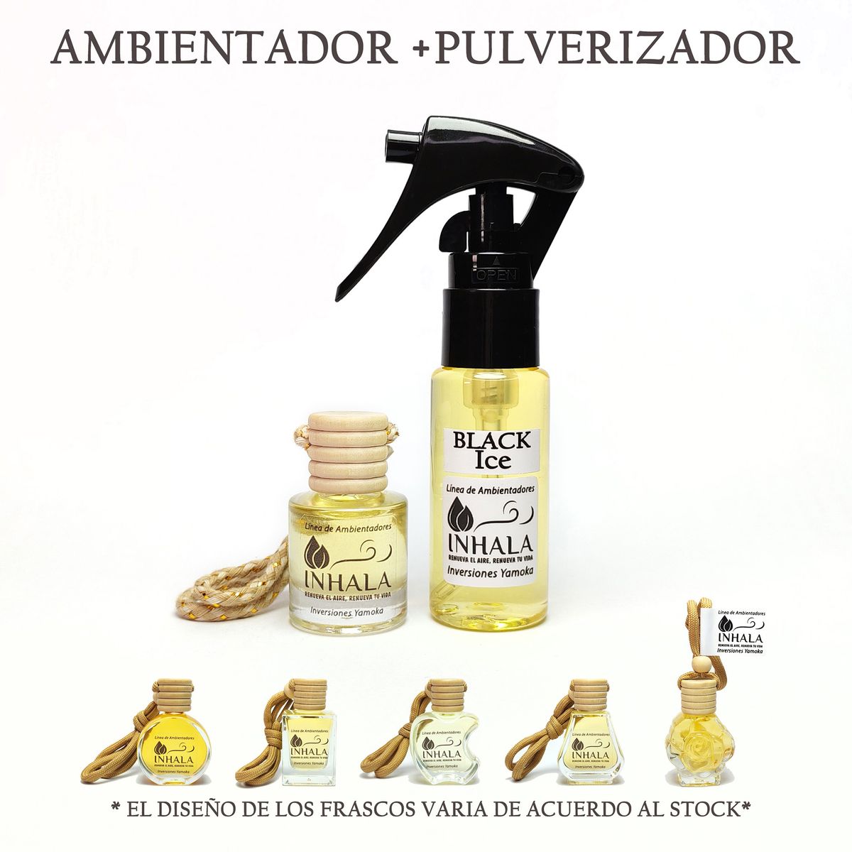 PACK PREMIUM AMBIENTADOR + PULVERIZADOR PARA AUTO BLACK ICE INHALA, marca GENERICO - Foto Principal