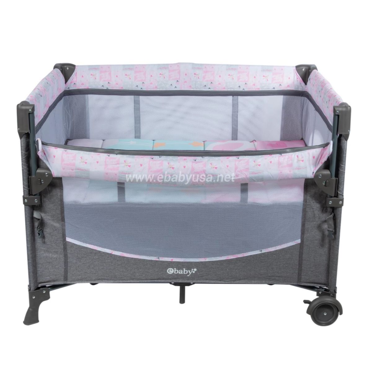 EBABY - Cuna Colecho Cambiador y Tull NALA Rosado