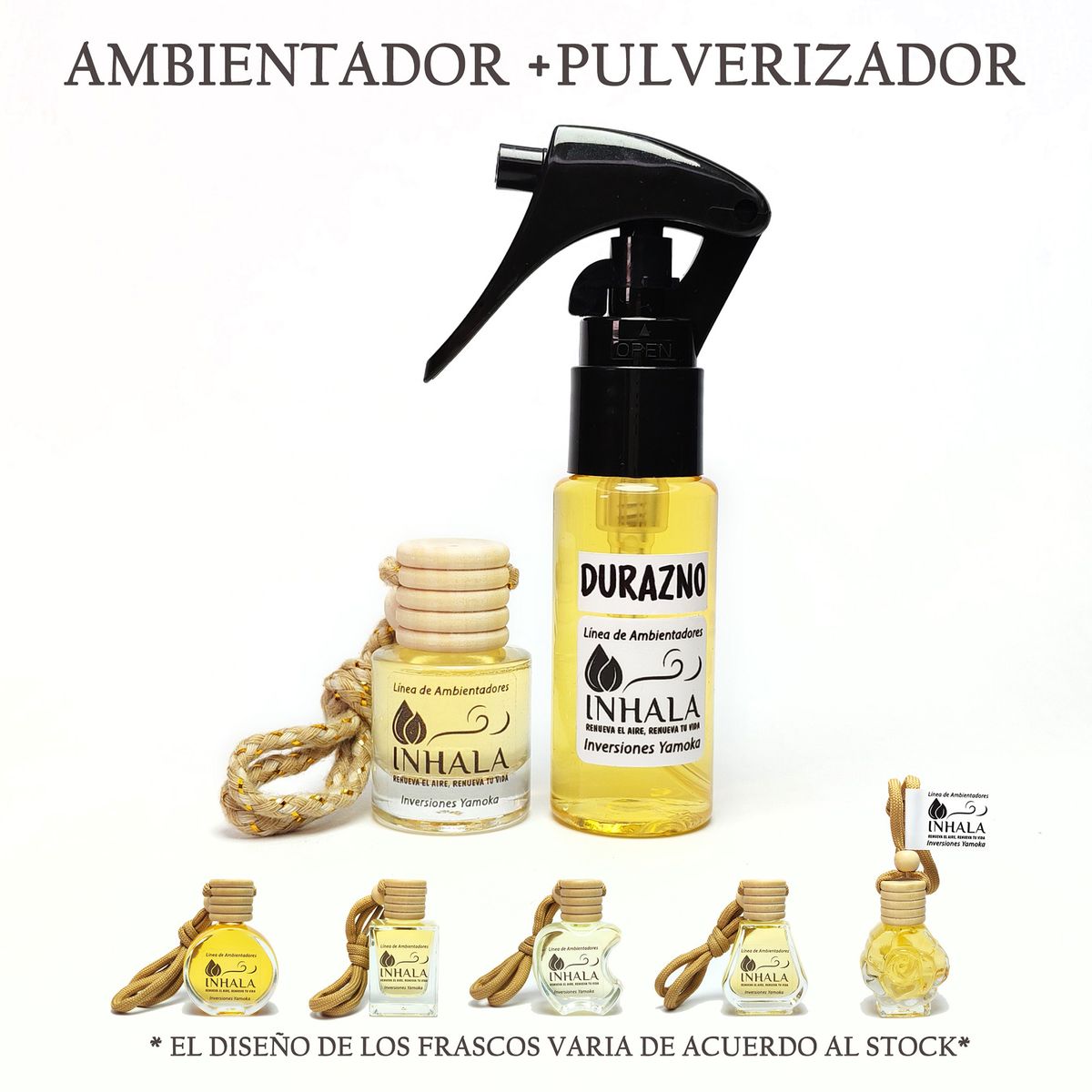 PACK PREMIUM AMBIENTADOR + PULVERIZADOR PARA AUTO DURAZNO INHALA, marca GENERICO - Foto Principal