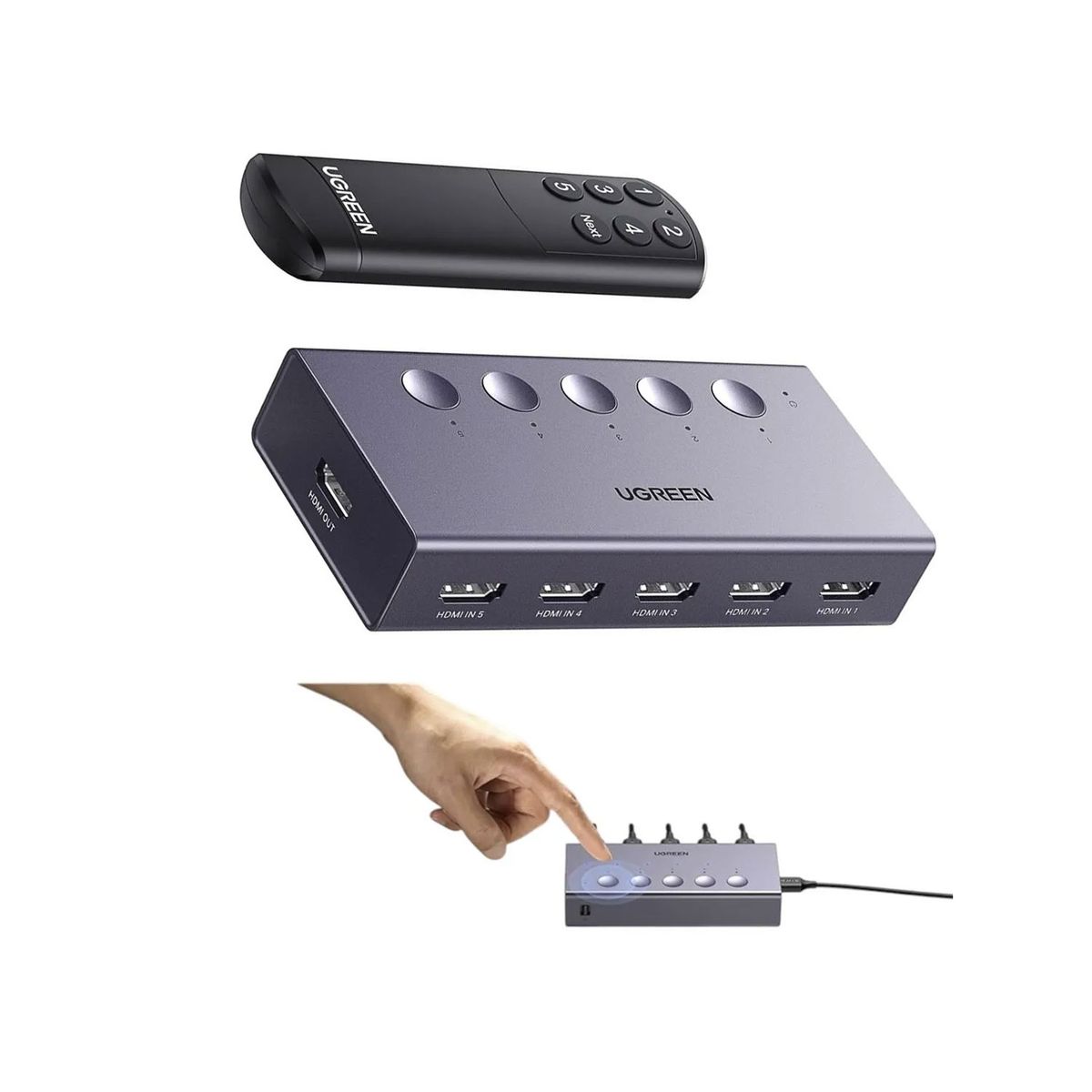 UGREEN - Switch Ugreen HDMI 5 en 1 Salida 4K 60Hz Gris CM568 25857