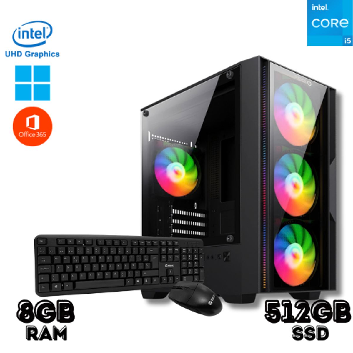 INTEL - PC Para Oficina Core I5 8GB Ram 512gb Ssd con Case Gamer