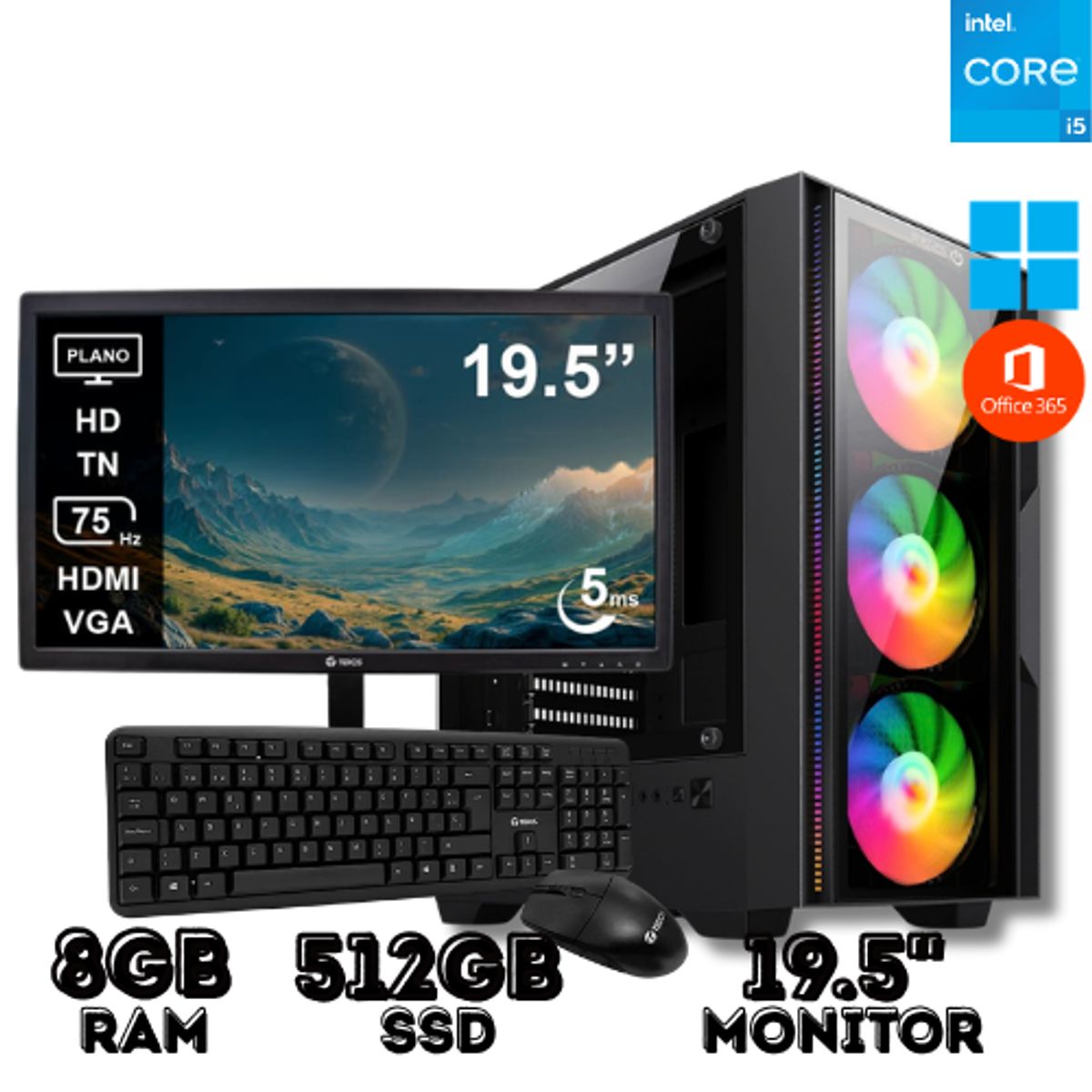 INTEL - PC Para Oficina Core I5 8GB Ram 512gb Ssd con Monitor