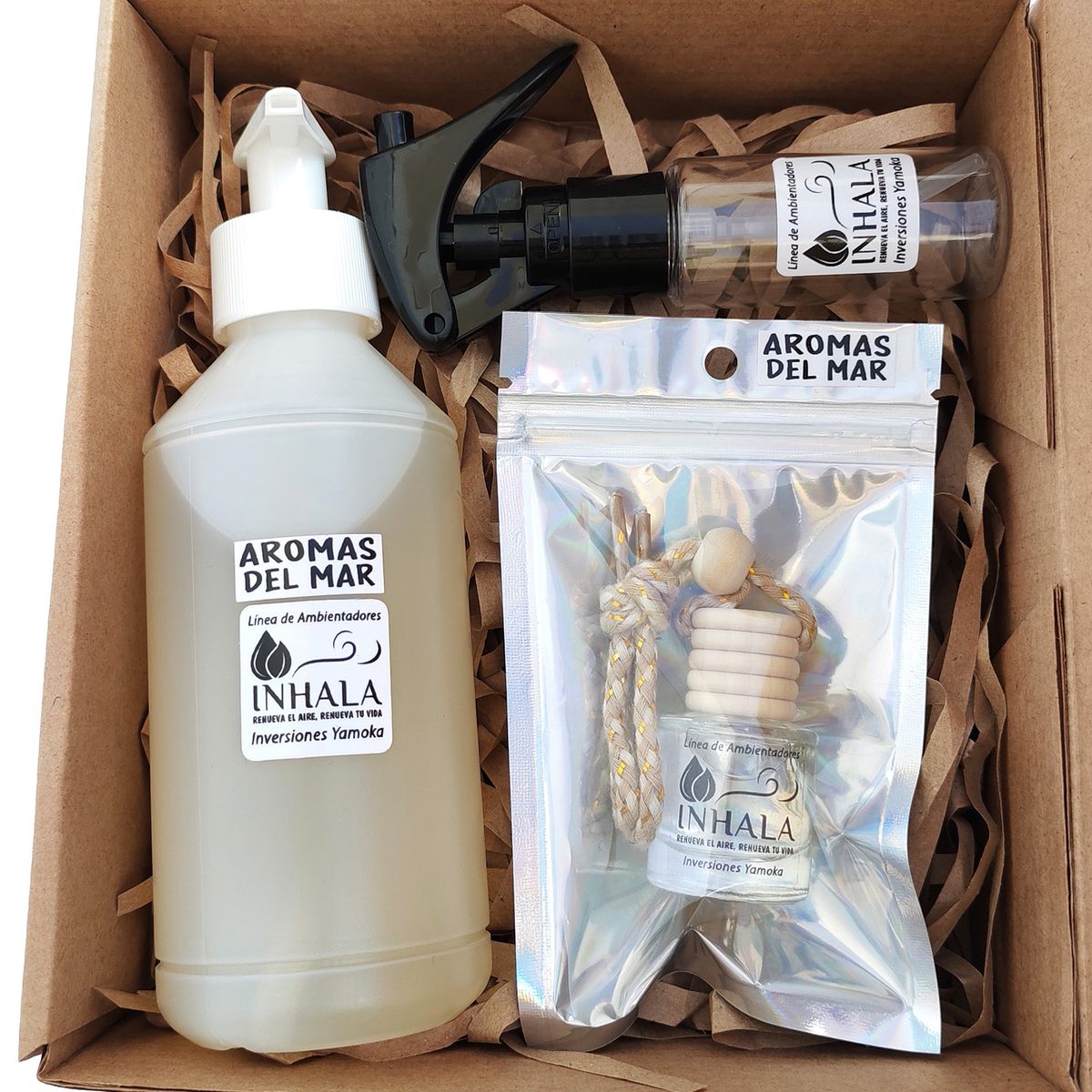 GENERICO - PACK PREMIUM AMBIENTADOR + RECARGA PARA AUTO AROMAS DEL MAR INHALA