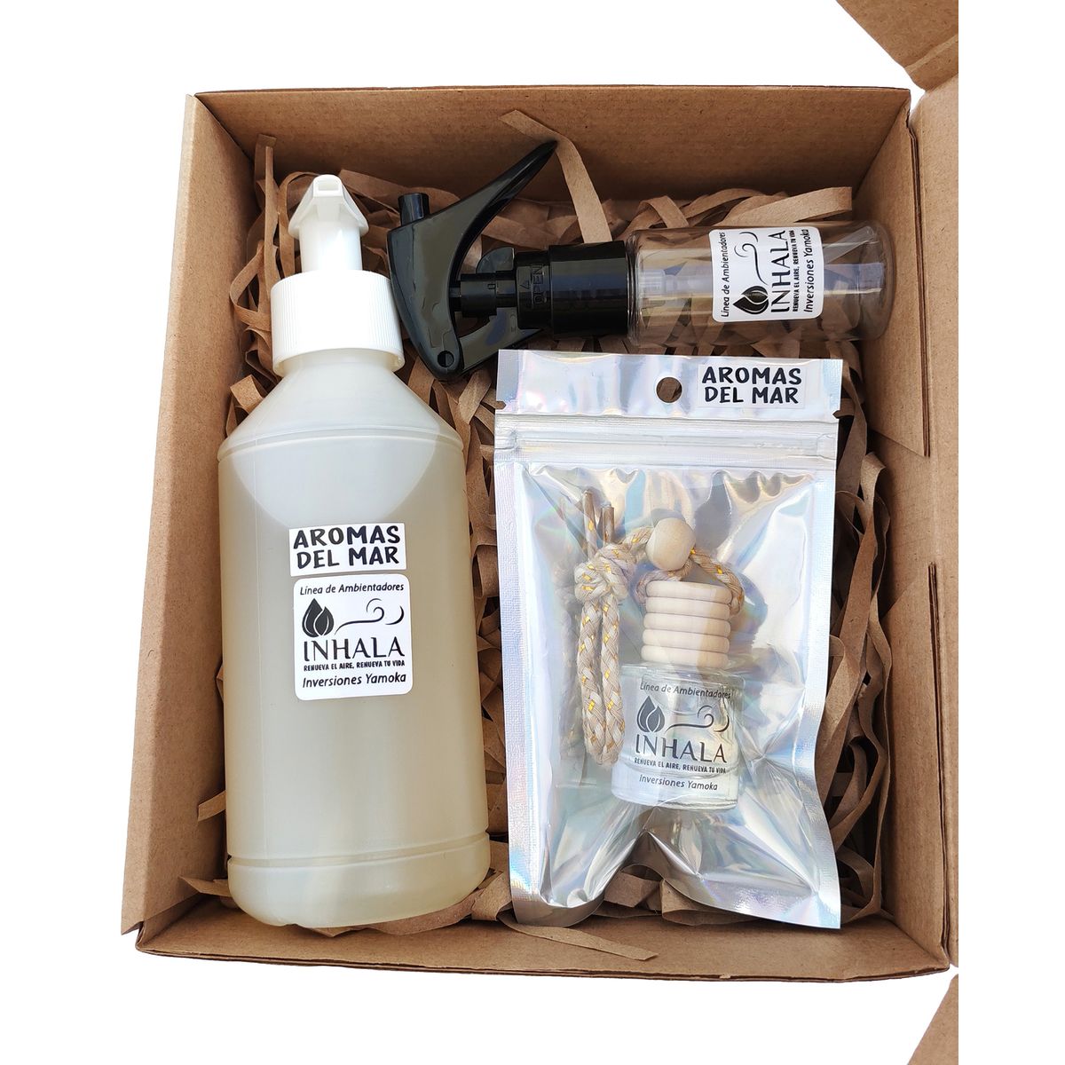 GENERICO - PACK PREMIUM AMBIENTADOR + RECARGA PARA AUTO AROMAS DEL MAR INHALA