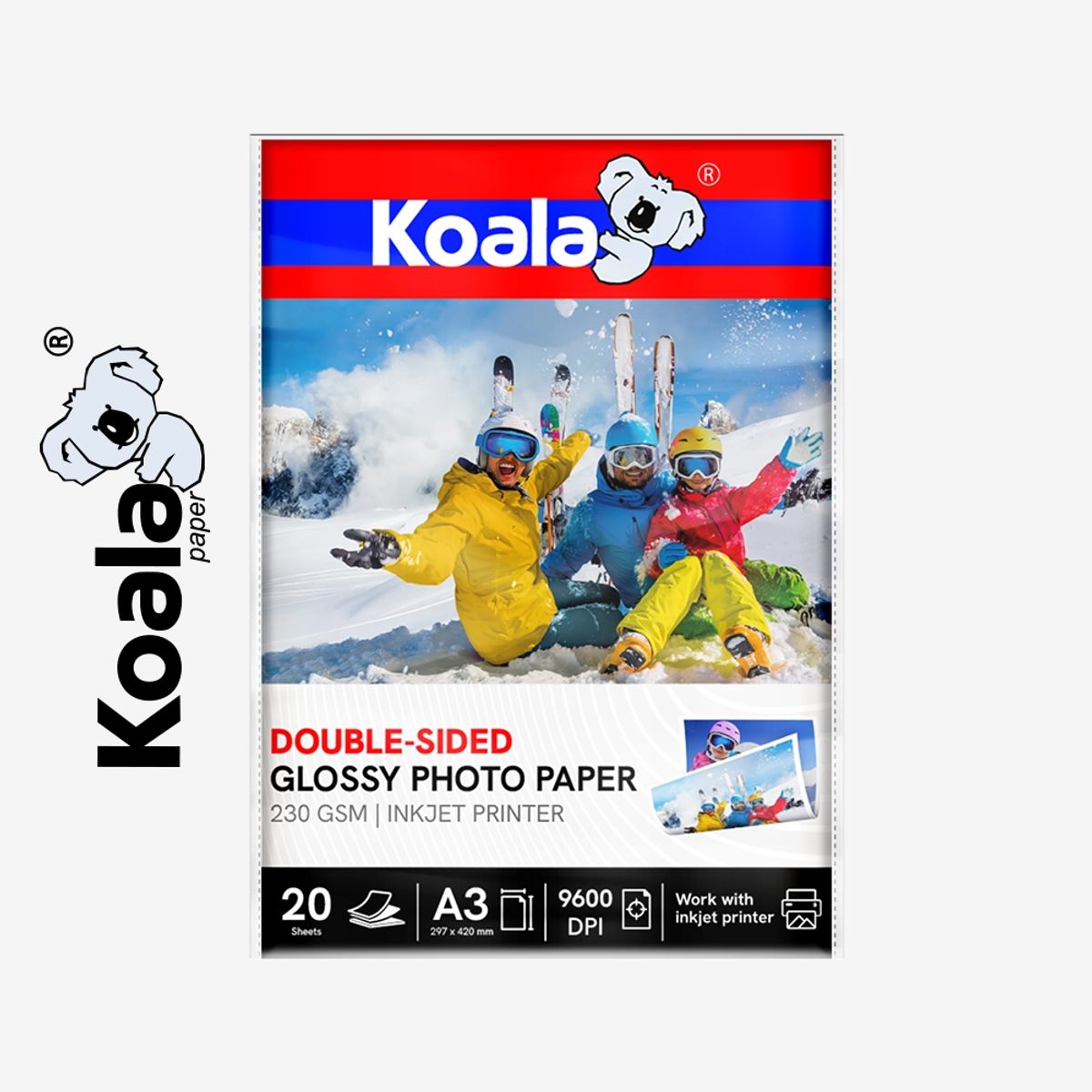 KOALA - Papel Fotográfico Brillante Doble Cara A3 230gr x 20 hojas