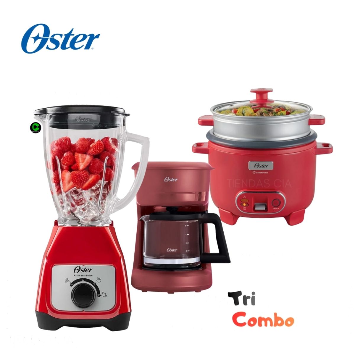 OSTER - TriCombo Oster Licuadora BLSTKAGRRD + Cafetera y Olla Arrocera