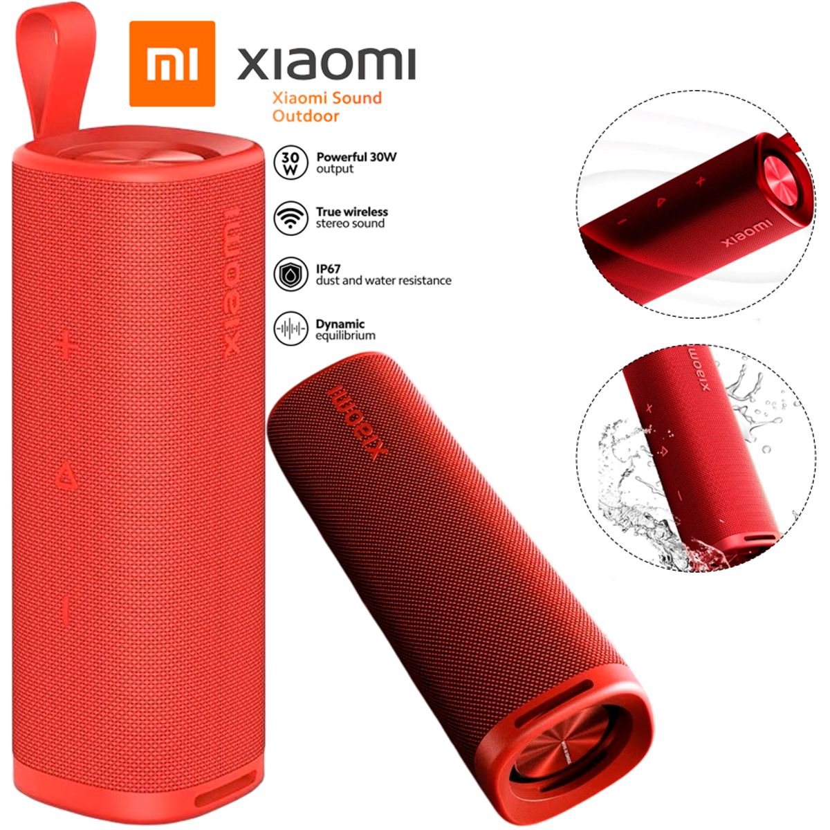 XIAOMI - Parlante Bluetooth Xiaomi Outdoor 30W IP67 Red Portátil