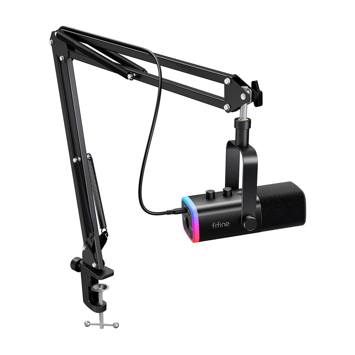 FIFINE - Microfono Gamer Fifine AM8T Con Soporte Brazo Incluido Negro