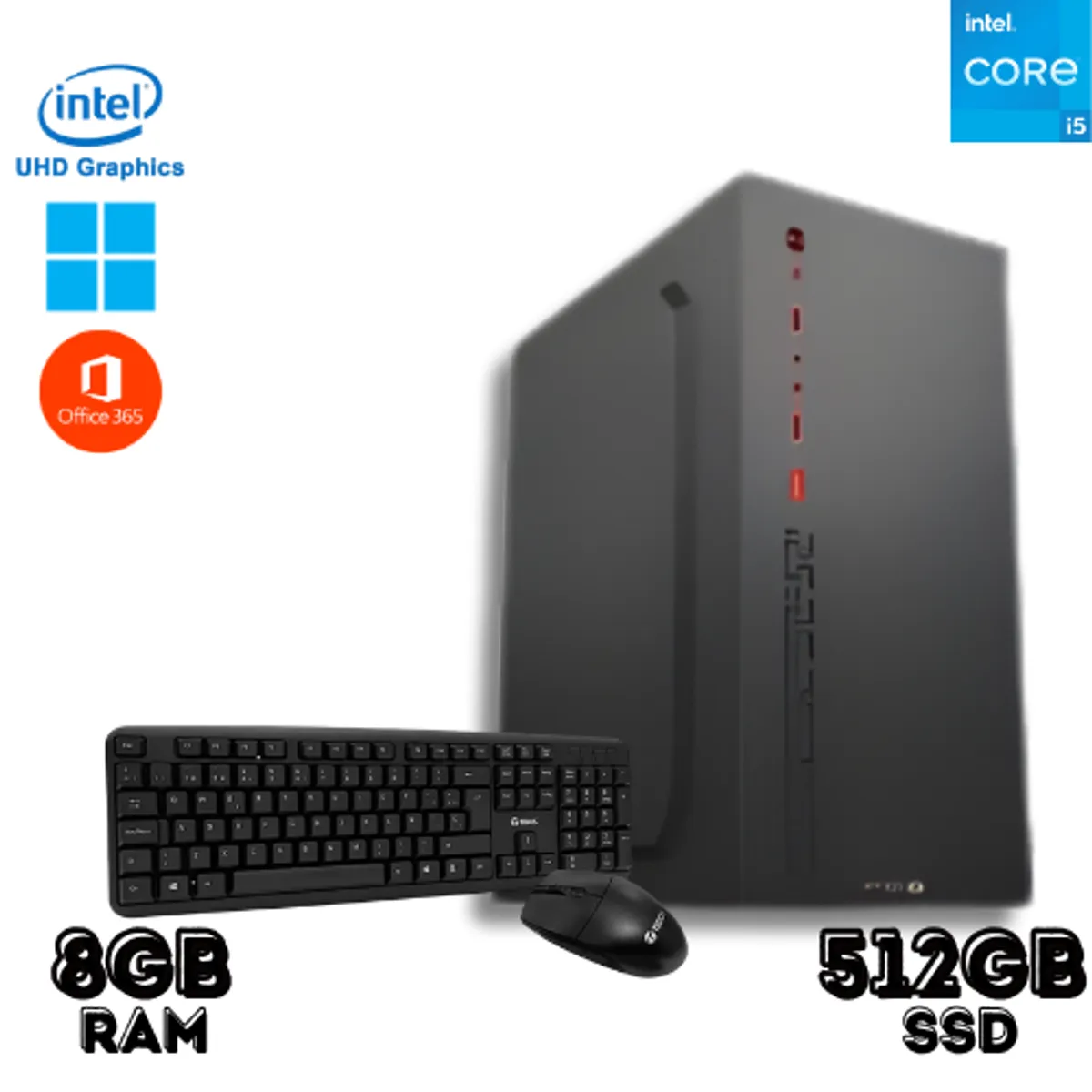 INTEL - PC Para Oficina Core I5 8GB Ram 512gb Ssd con Case Oficina
