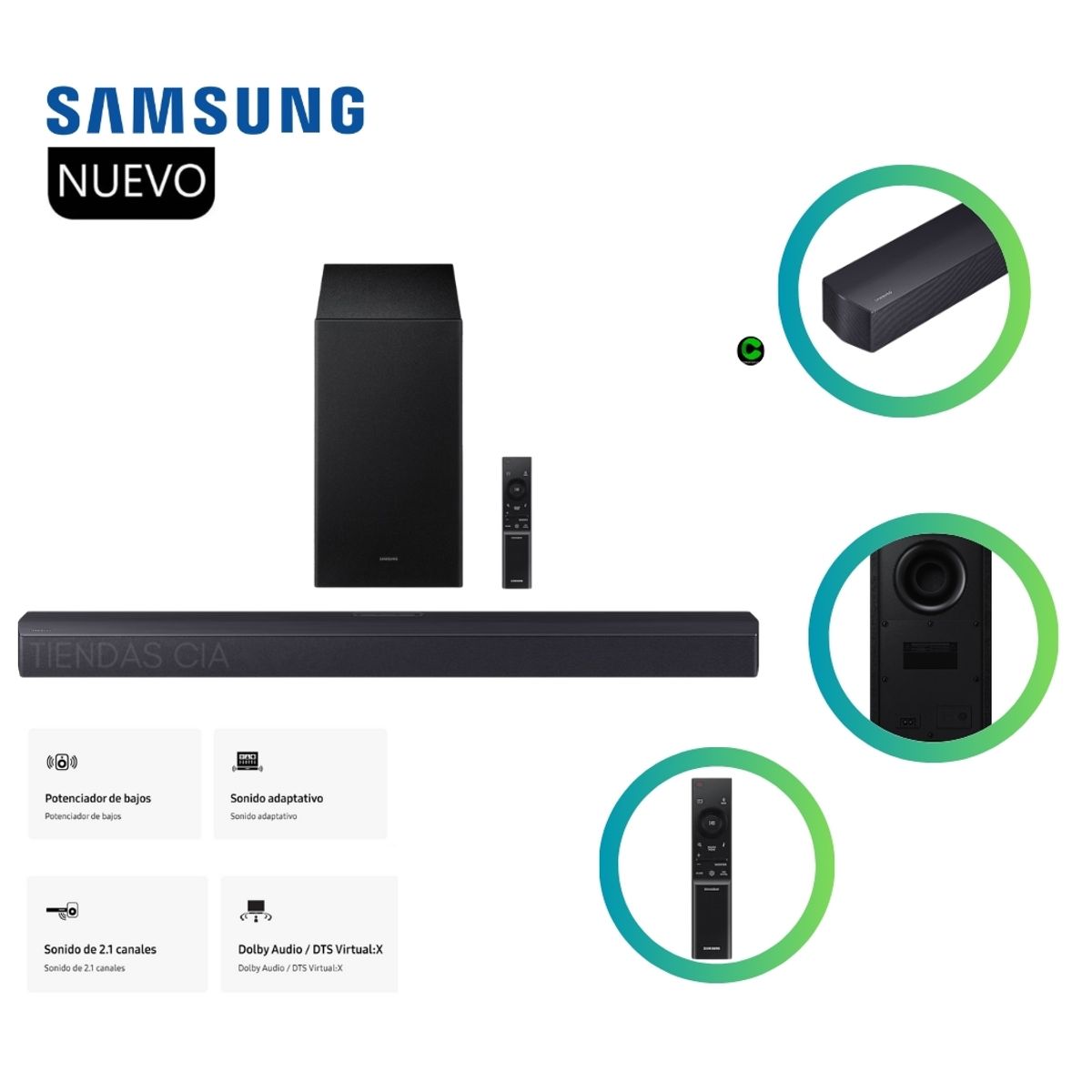 SAMSUNG - Soundbar Samsung Serie B 2.1 HW-B450F (2025) Negro