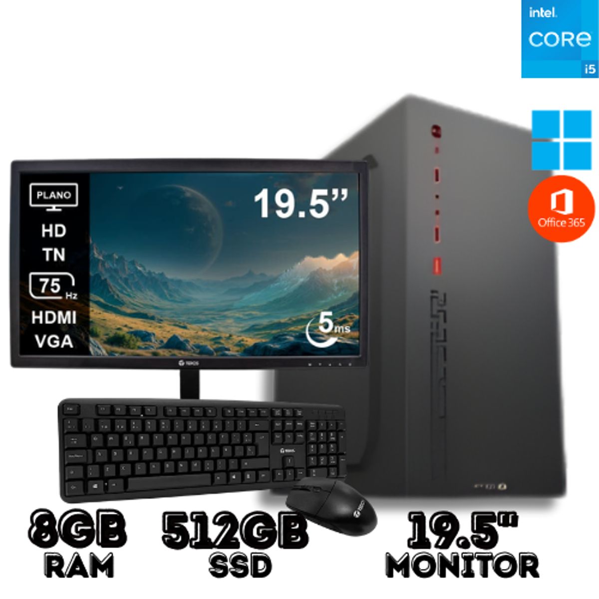 INTEL - PC Para Oficina Core I5 8GB Ram 512gb Ssd y Monitor