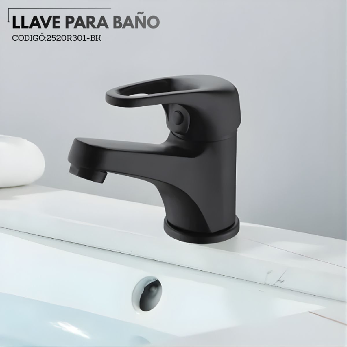 GENERICO - LLAVE PARA LAVATORIO MONOCOMANDO BAJO NEGRO