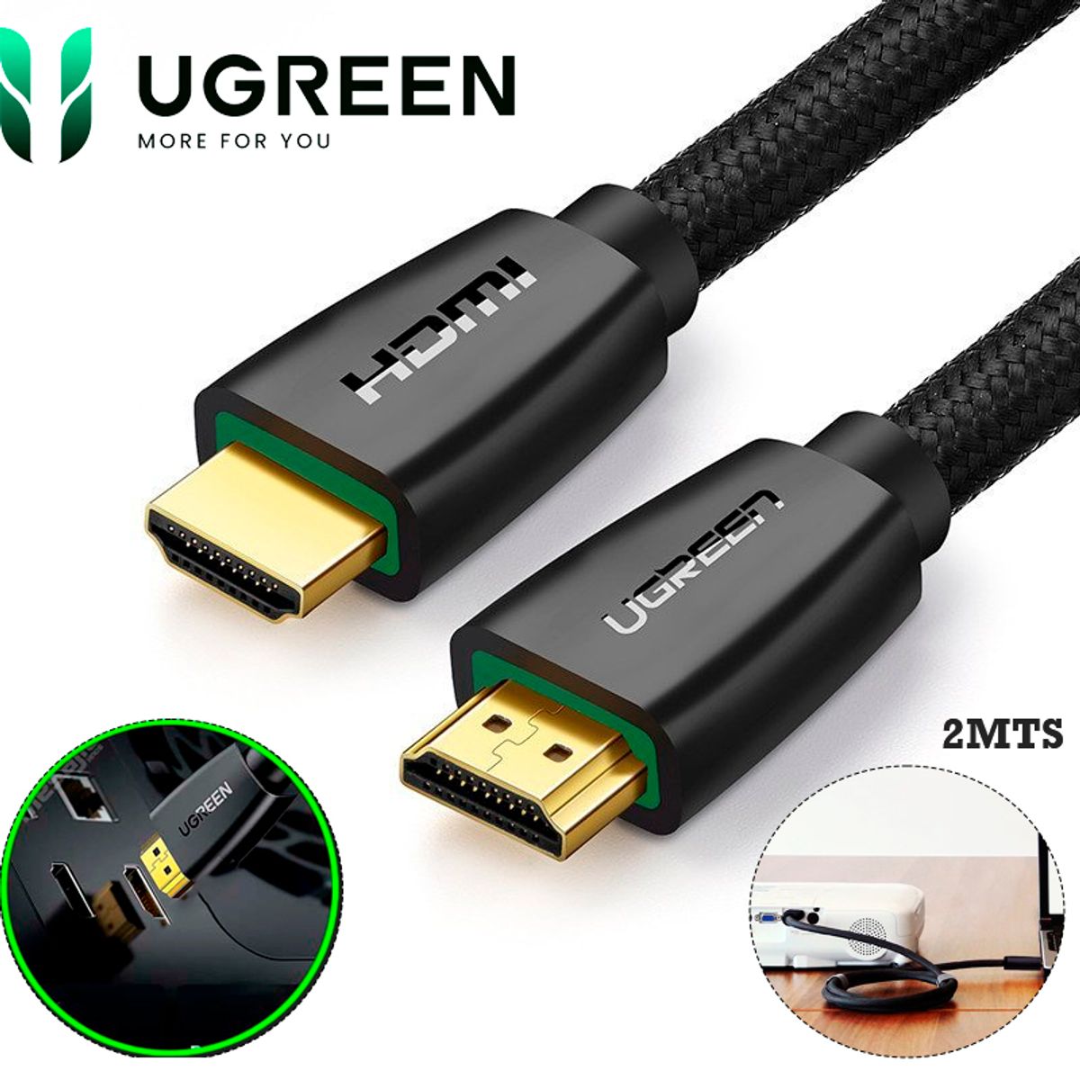 UGREEN - Cable HDMI Ugreen HD118 40409 Trenzado 2m Alta Velocidad 4K