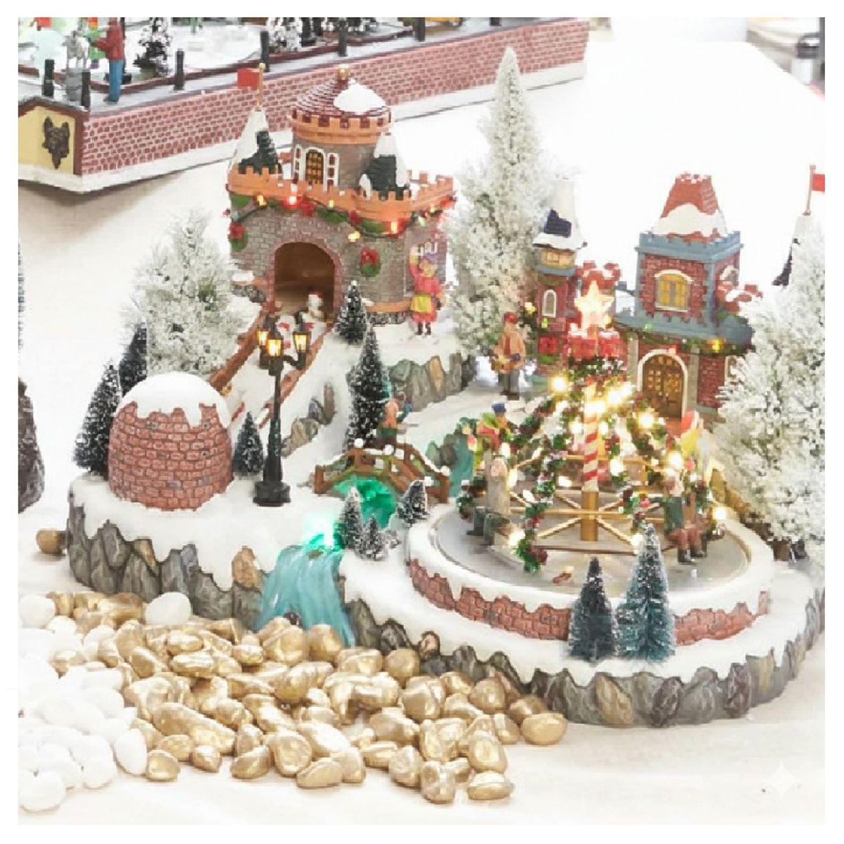 GENERICO - Villa Pueblo Navideño Árbol Giratorio Animados Nieve Luz LED Musical