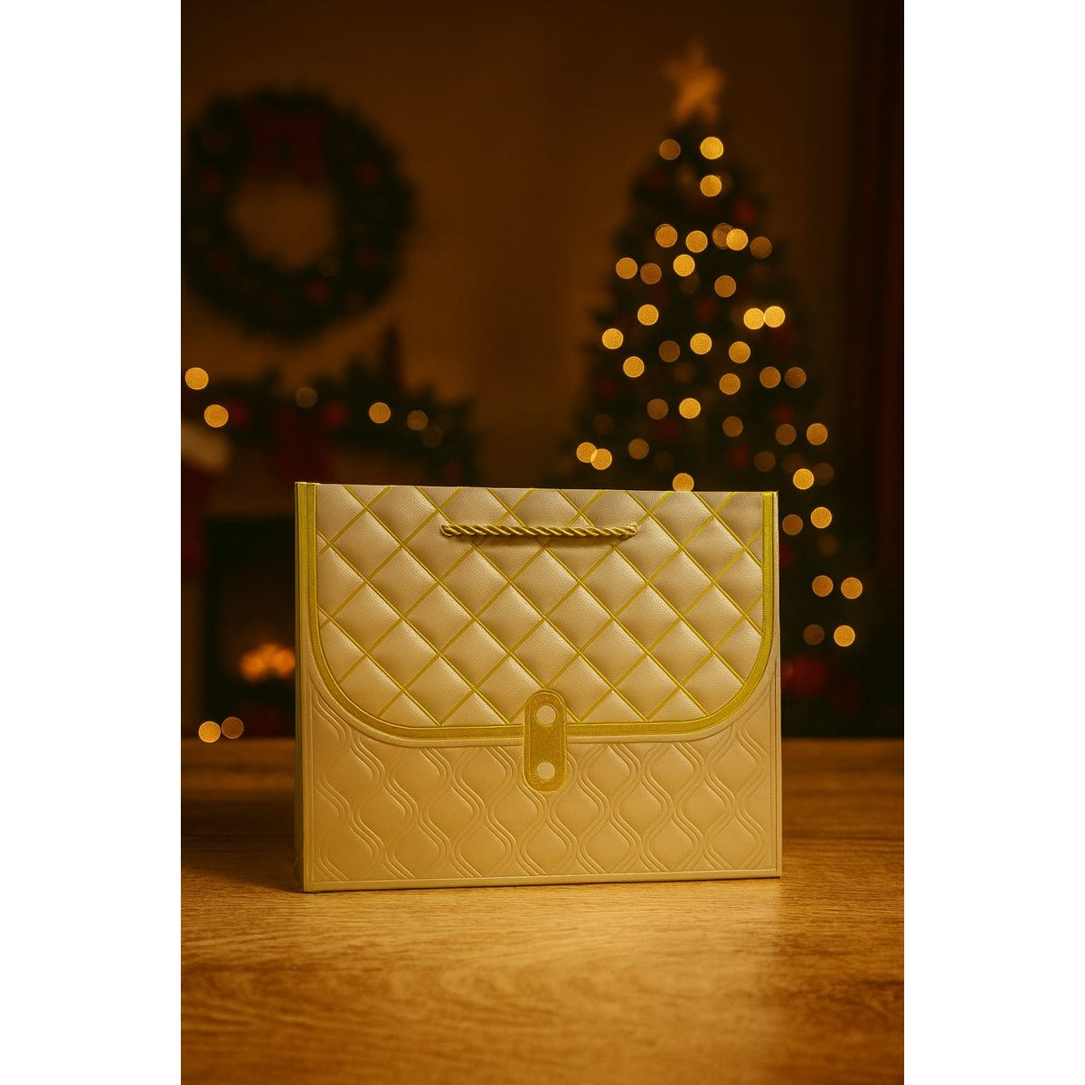 GENERICO - Bolsa de Regalo Navideña Dorada 18×24x10cm