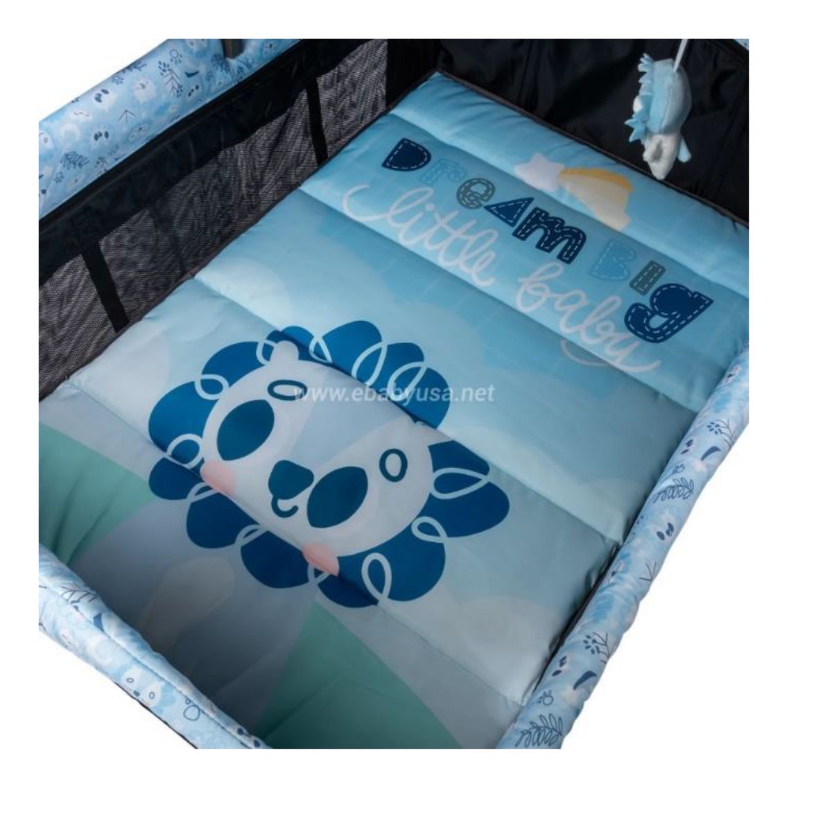 EBABY - Cuna corral mecedora y Cambiador Sally 716-4 Azul