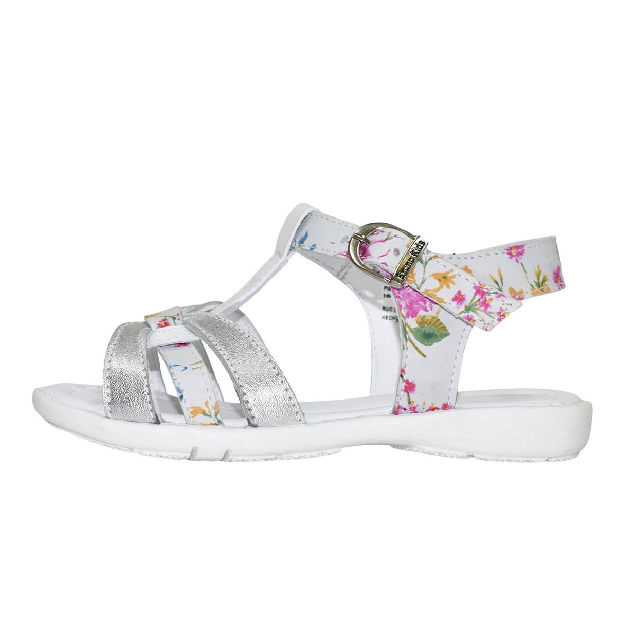BRUNO KIDS - SANDALIA CAMINANTE PARA NIÑA BRUNO KIDS DE CUERO FOLIA FLOR BLANCO CAMINANTE
