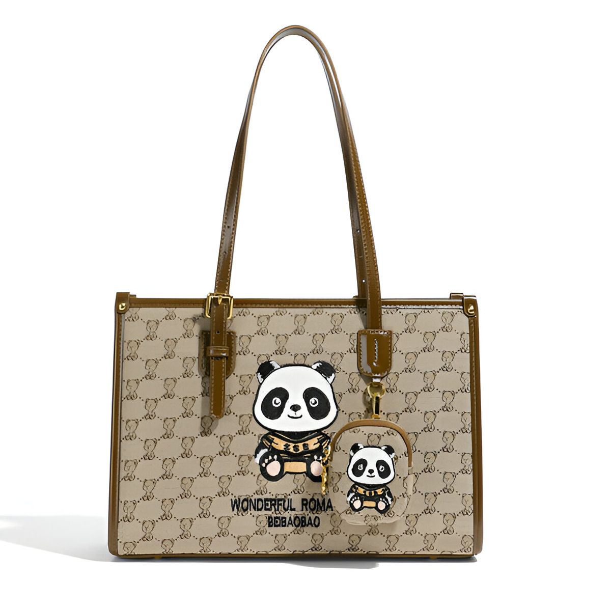 GENERICO - CARTERA BEAR CUERO PU OSITO PANDA CUADROS