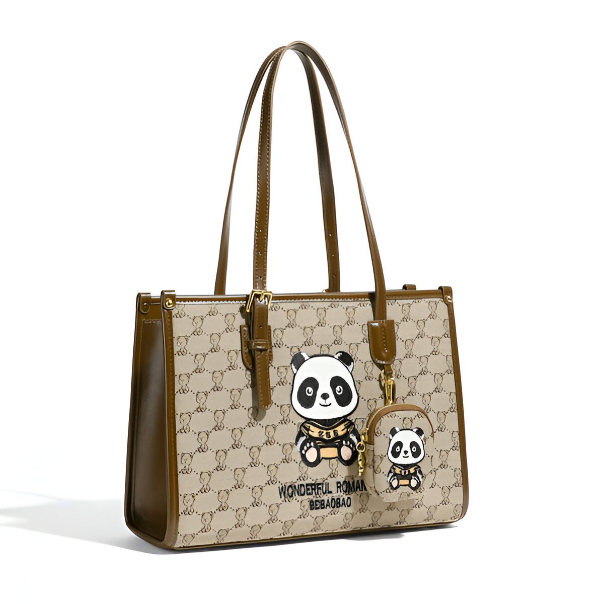 GENERICO - CARTERA BEAR CUERO PU OSITO PANDA CUADROS