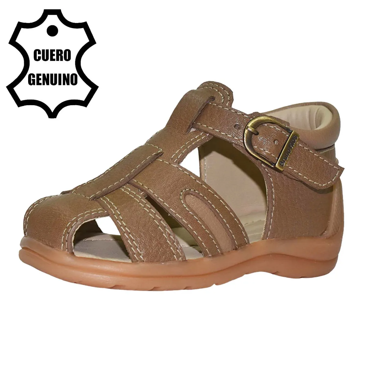 BRUNO KIDS - SANDALIA DE CUERO PIBE PARA NIÑO BRUNO KIDS NUTRIA PRIMEROS PASOS