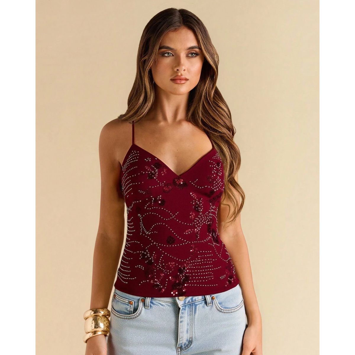 GENERICO - Top Lentejuelas Bordadas Ibiza - Espalda Descubierta