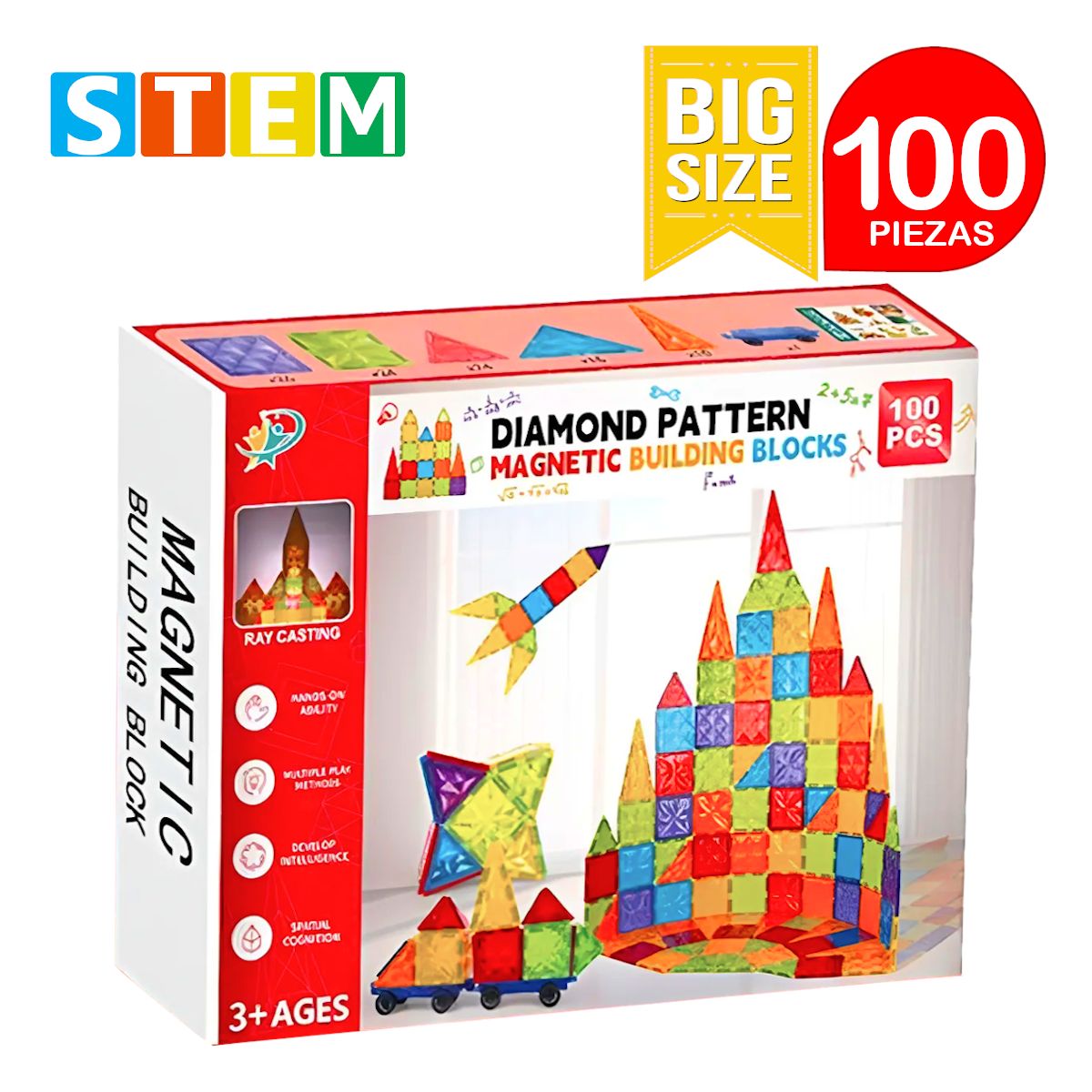 STM - Bloques magnéticos didácticos STEM DIAMANTE caja 100 piezas