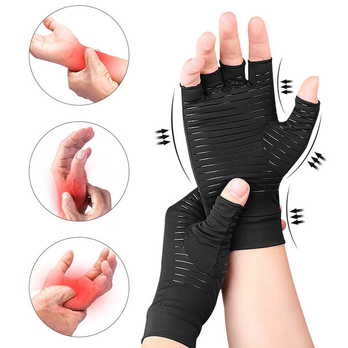 GENERICO - GUANTES COMPRESIÓN TALLA S CON HILOS DE COBRE ALIVIO ARTICULAR