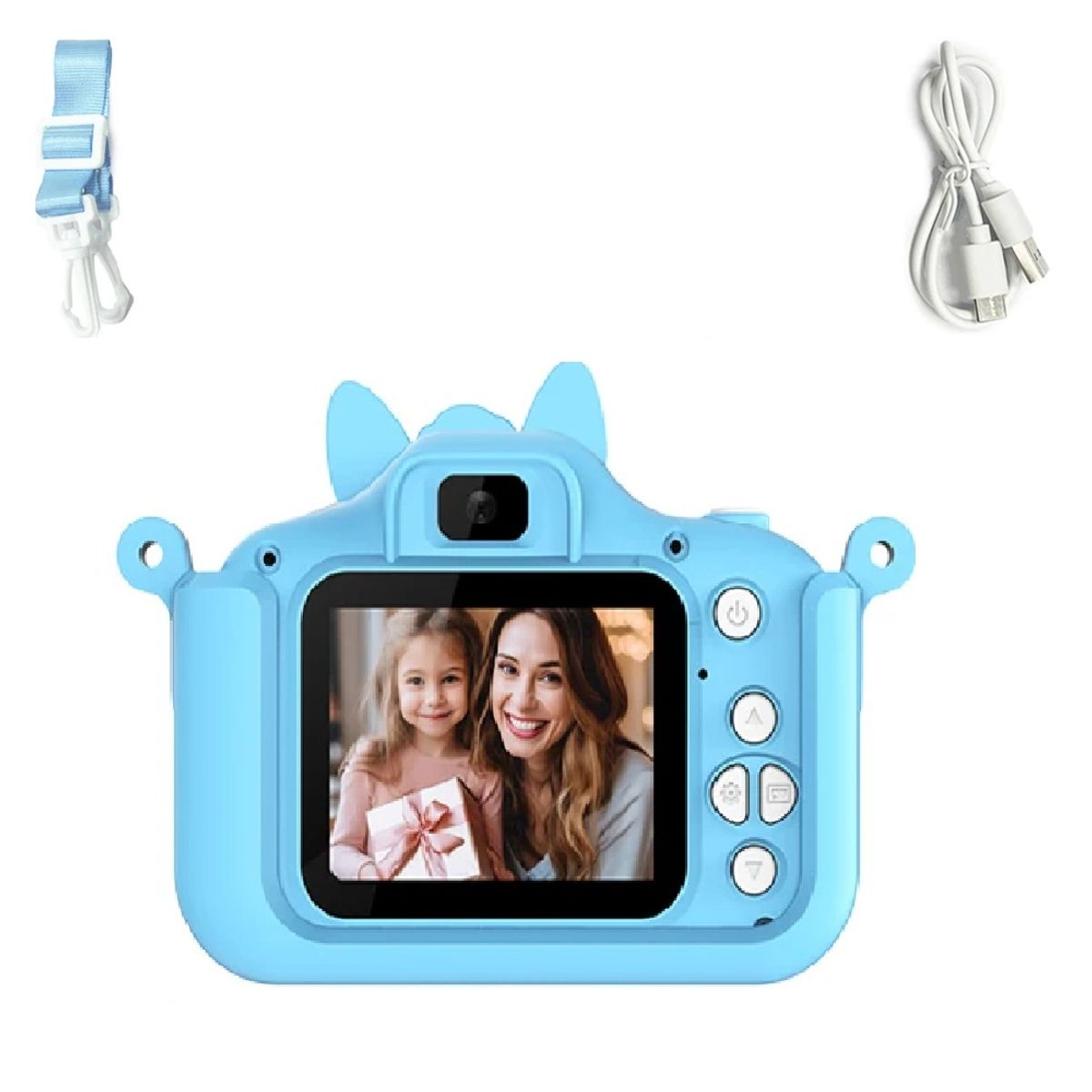 OEM - Cámara Digital Para Niños Foto y Video X5S Mini Doble Lente Color Celeste-Sonrisa
