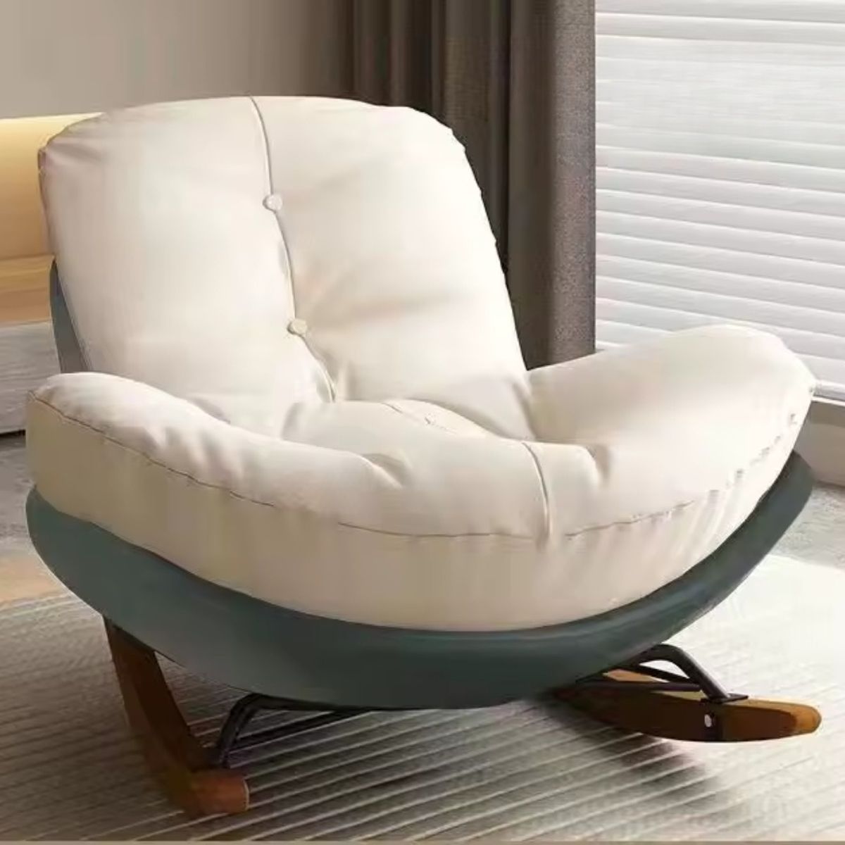 GENERICO - SILLA MECEDORA SILLÓN RECLINABLE SOFÁ ESTILO NÓRDICO VERDE-ARENA