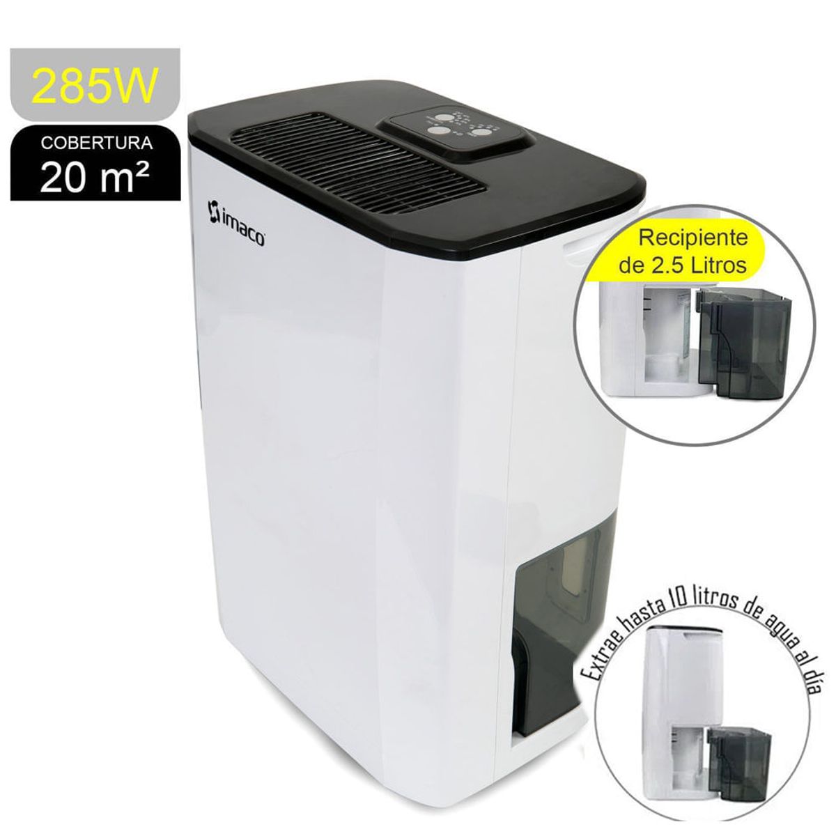 IMACO - Deshumedecedor Eléctrico Imaco 10L 20m2 DHM-1002