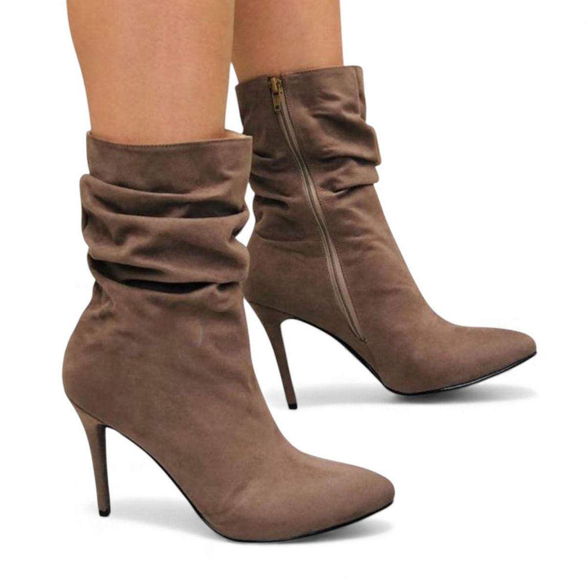 GENERICO - Botin Mujer 1299P-68 Planta De Goma Taco 9 Plataforma Interna 2 Gamuza Color Marrón