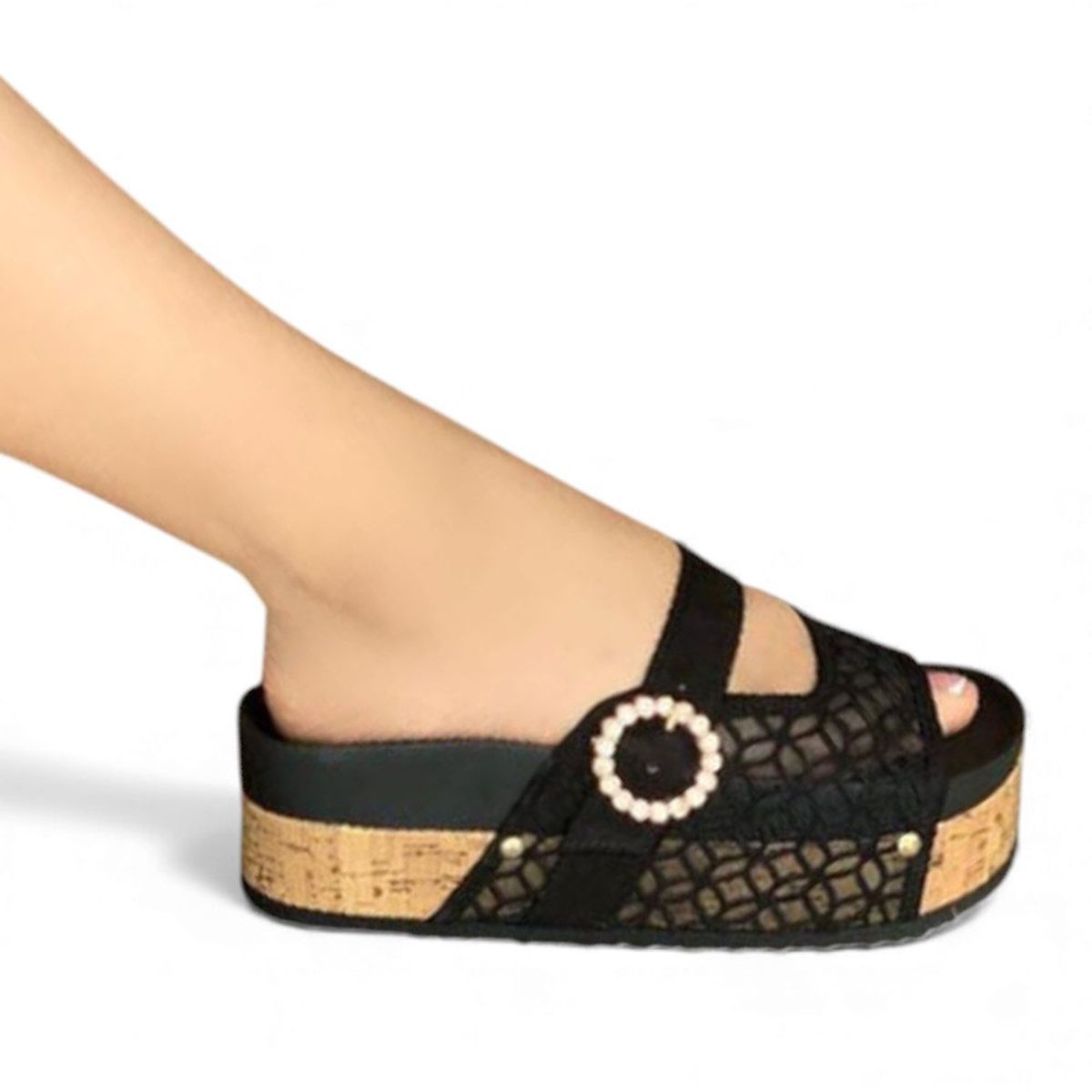 GENERICO - Sandalia Mujer 1431L-50 Abl Plataforma 7 Color Negro