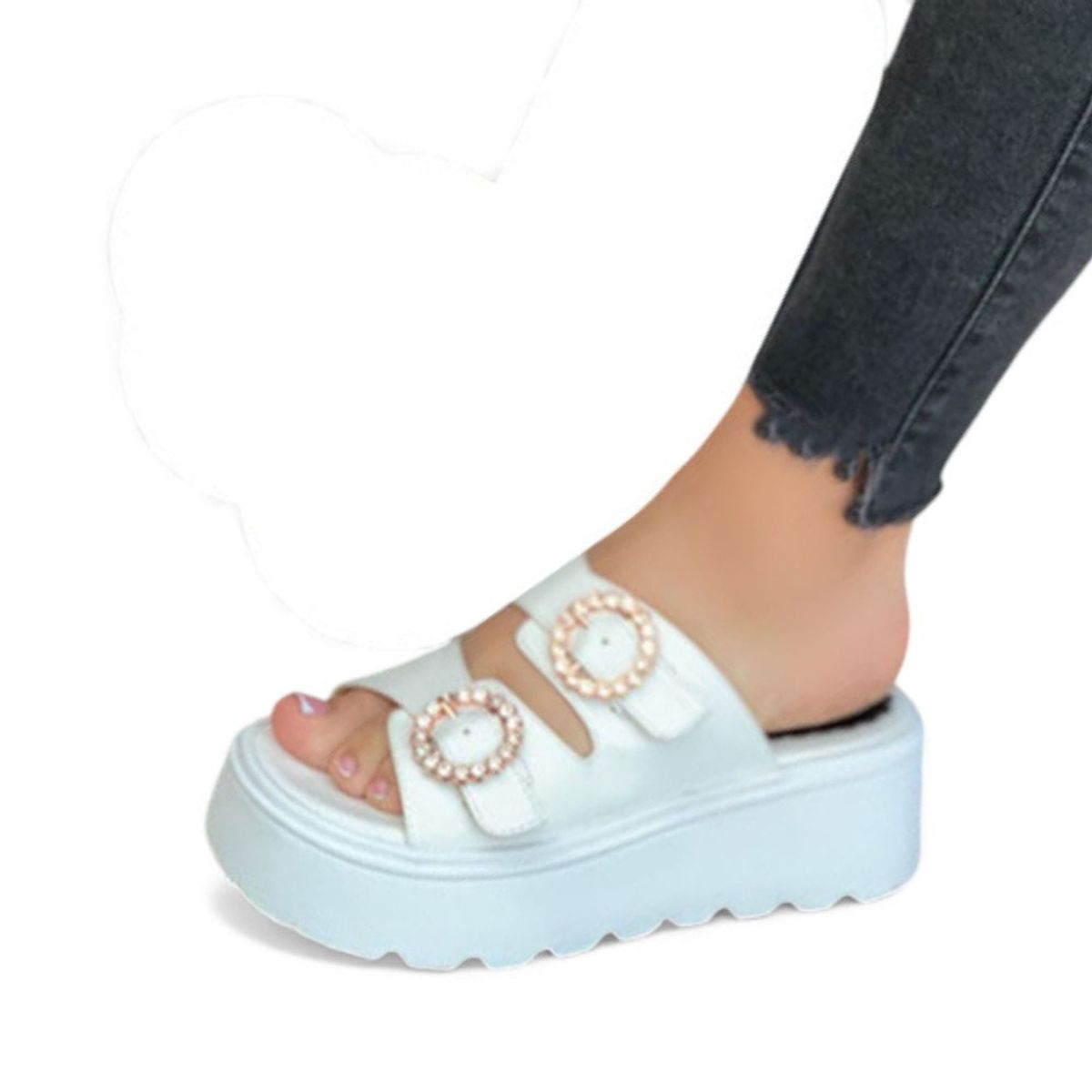 GENERICO - Sandalia Mujer 1431L-50 Plataforma 5 Color Blanco
