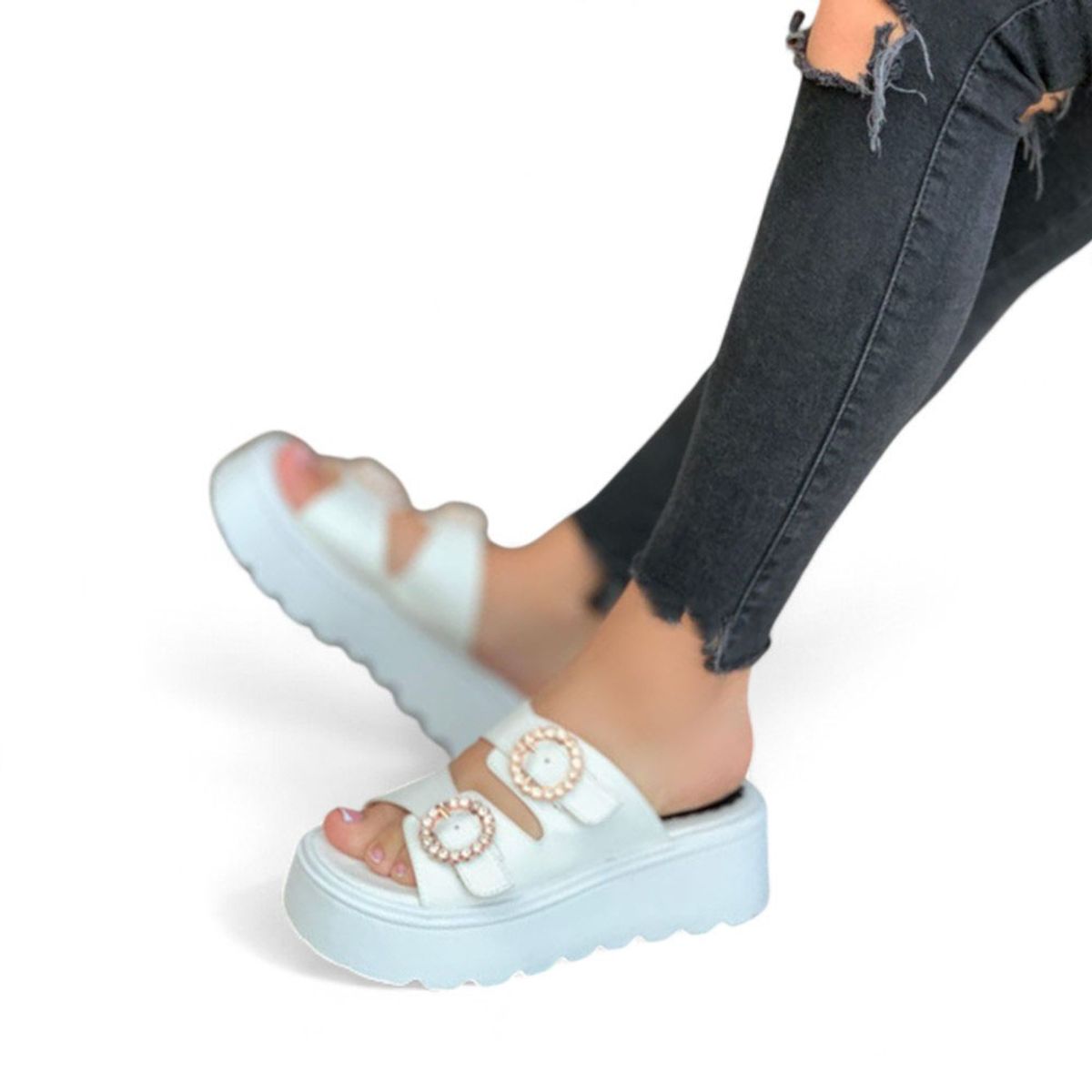 GENERICO - Sandalia Mujer 1431L-50 Plataforma 5 Color Blanco