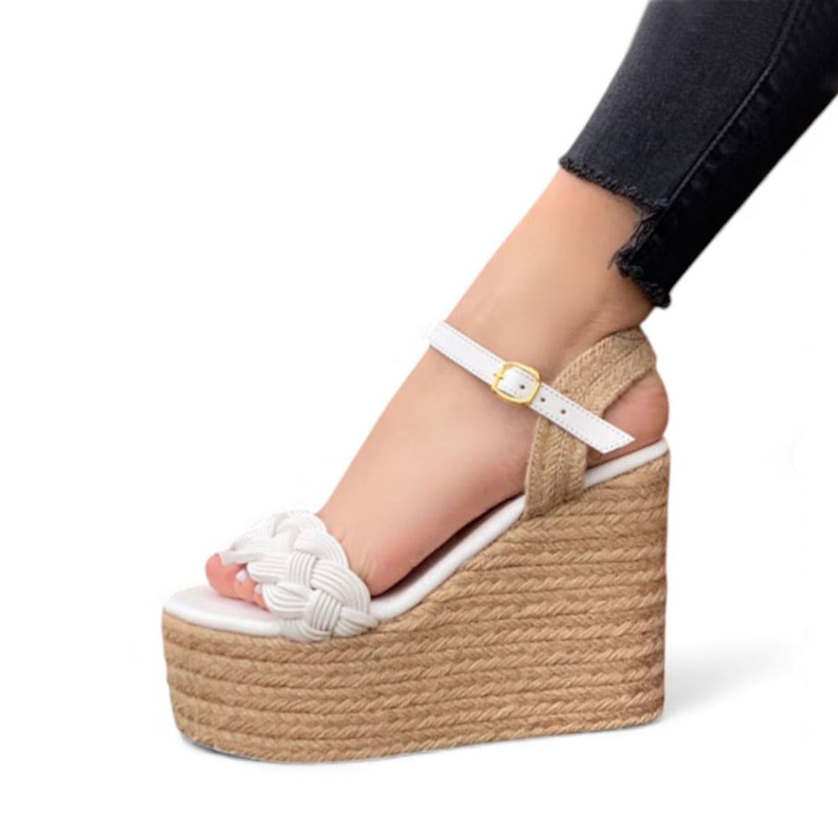 GENERICO - Sandalia Mujer 1431L-58 Biocuero Planta Forrada Con Soguilla Perla