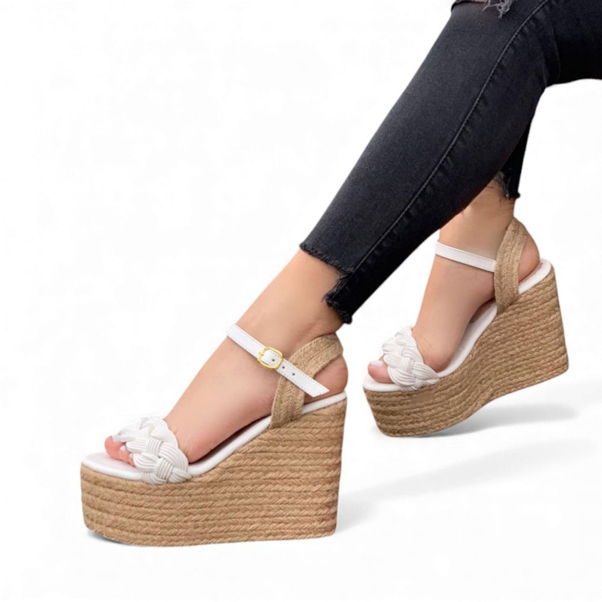 GENERICO - Sandalia Mujer 1431L-58 Biocuero Planta Forrada Con Soguilla Perla