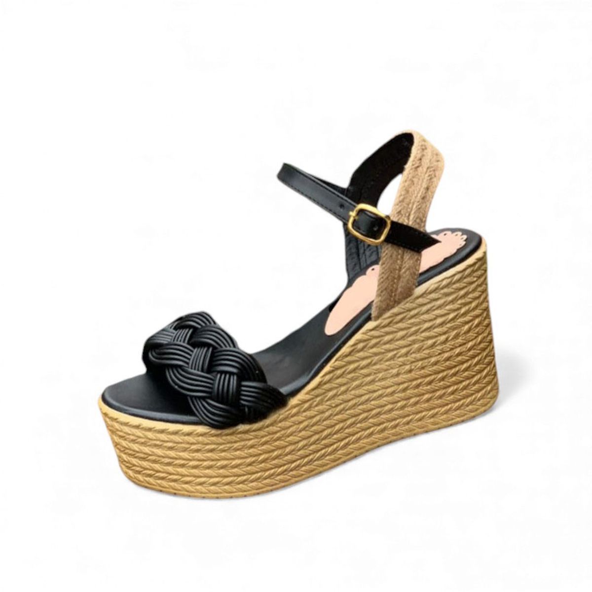 GENERICO - Sandalia Mujer 1431L-58 Biocuero Planta Pu Taco 9 Color Negro