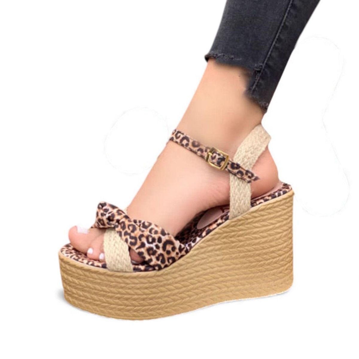 GENERICO - Sandalia Mujer 1431L-58 Gamuza Y Soguilla Planta Pu Planta 9 Color Animal Print