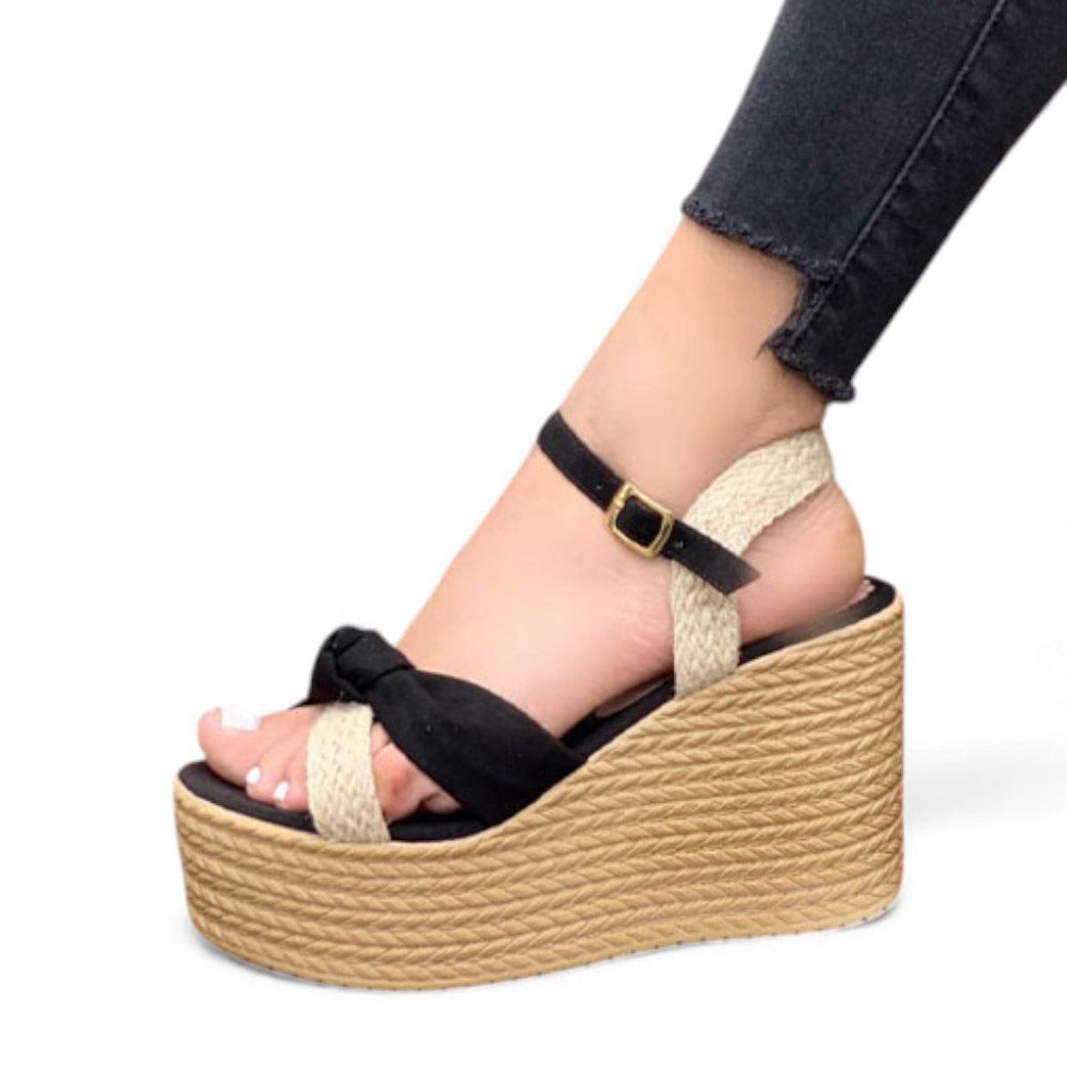 GENERICO - Sandalia Mujer 1431L-58 Gamuza Soguilla Planta Pu Planta 9 Color Negro