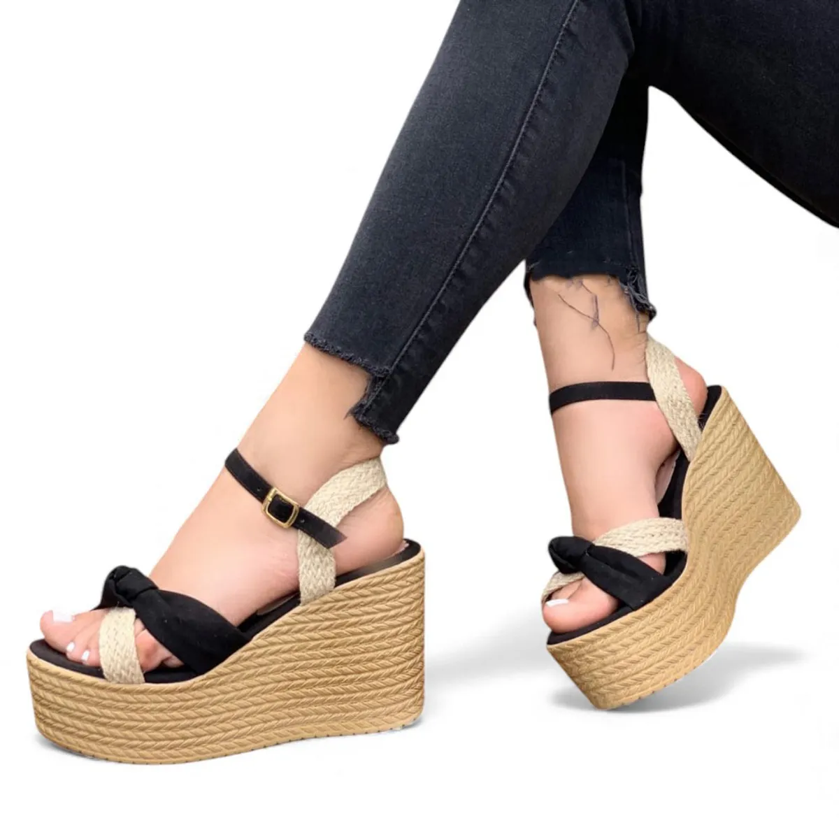 GENERICO - Sandalia Mujer 1431L-58 Gamuza Soguilla Planta Pu Planta 9 Color Negro