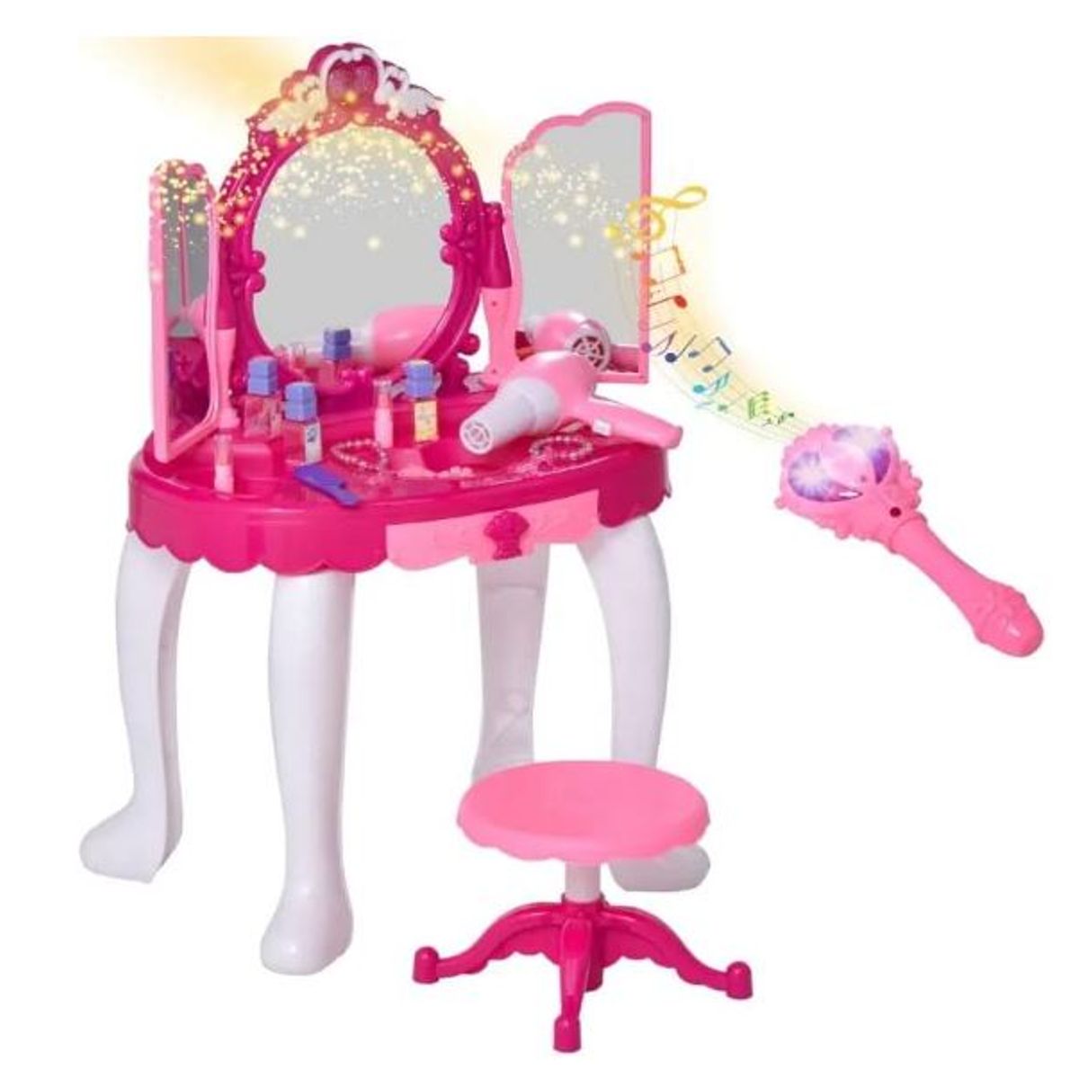 GENERICO - Elegante Tocador de Maquillaje con Barita Magica Musical y Luces