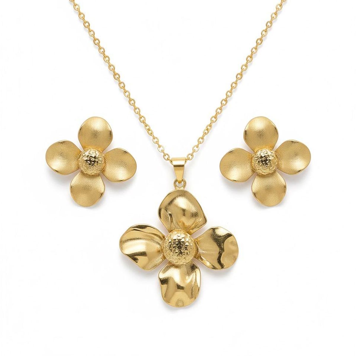 GENERICO - Collar y aretes de flor moda mujer