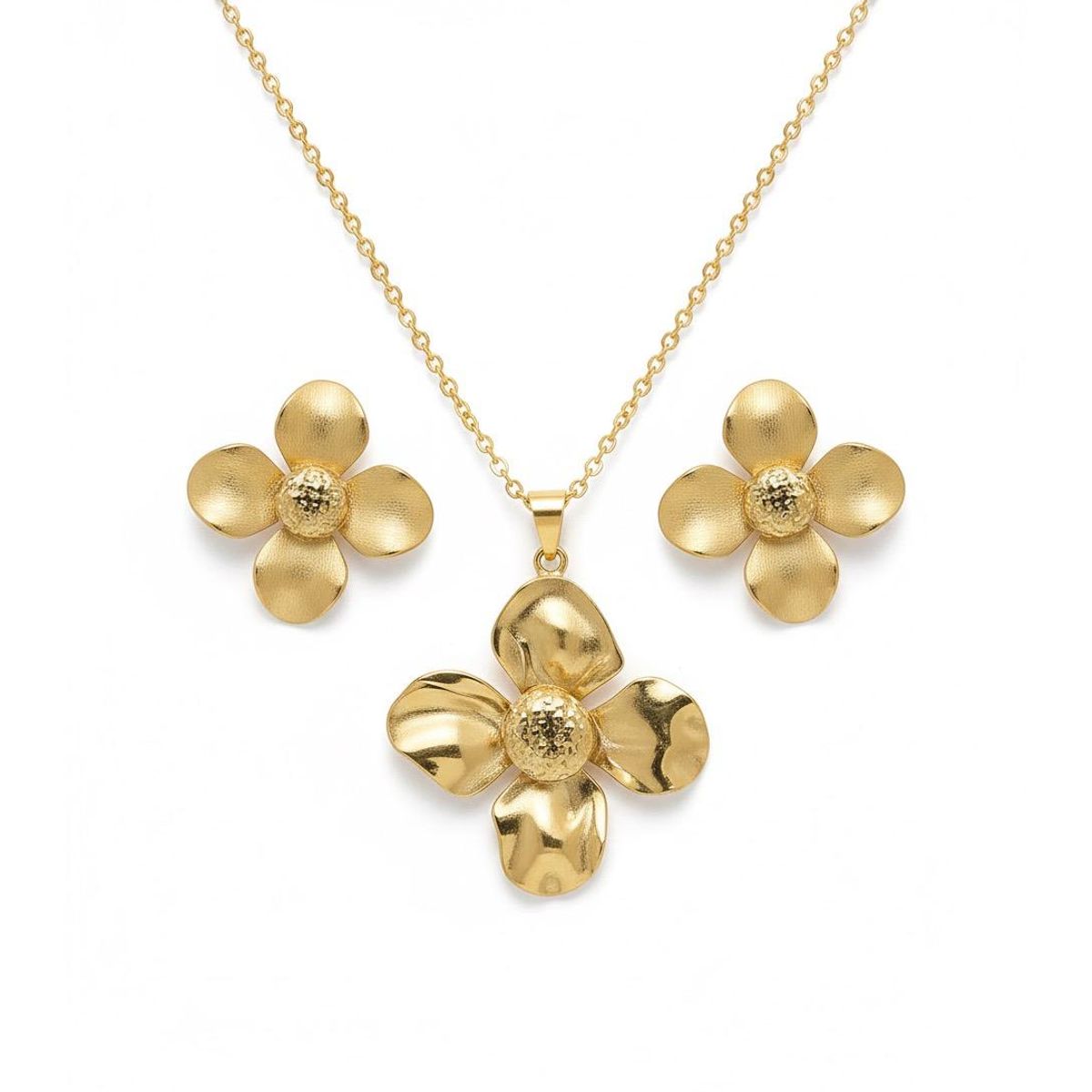 GENERICO - Collar y aretes de flor moda mujer