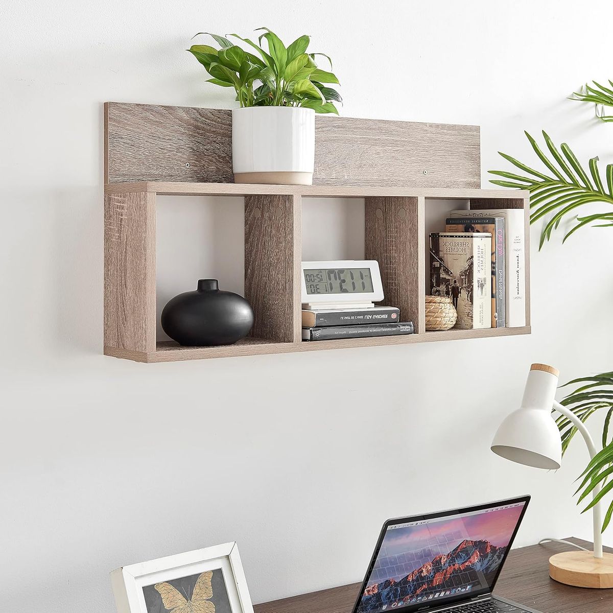 PELIKANO - Repisa Flotante Jhire Melamina Castaño 80x49 cm