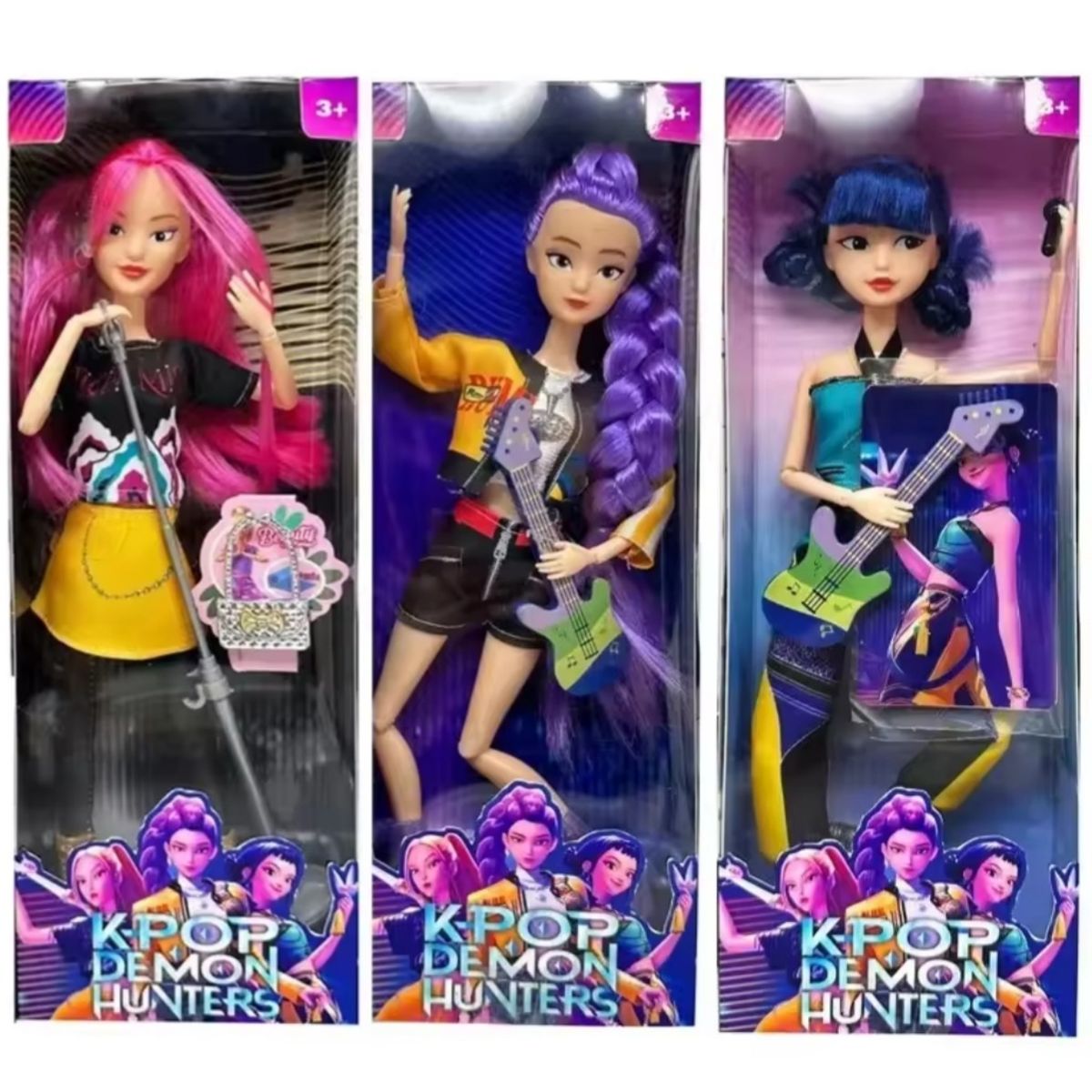 GENERICO - MUÑECAS GUERRERAS KPOP MUSICALES GOLDEN ARTICULABLES SET X3