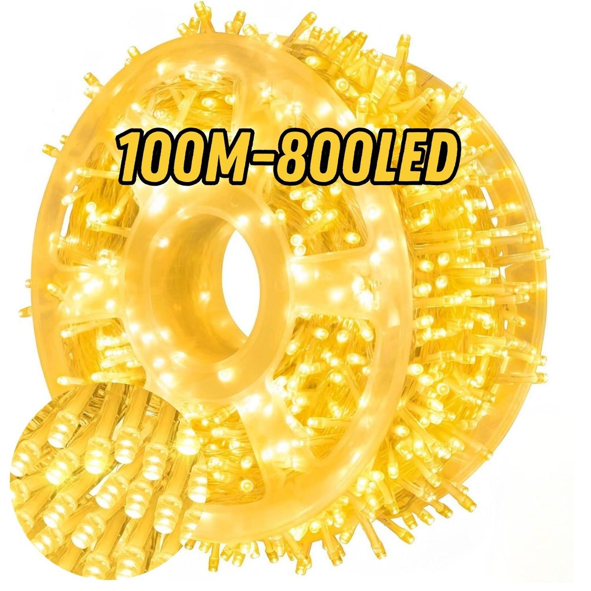 GENERICO - Luces de Navidad 100m con 800 LED Cable Transparente 8 Modos y Conexión en Serie 220V