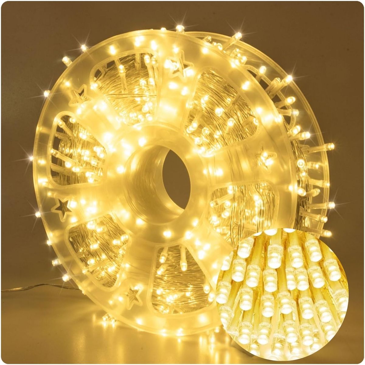 GENERICO - Luces de Navidad 100m con 800 LED Cable Transparente 8 Modos y Conexión en Serie 220V