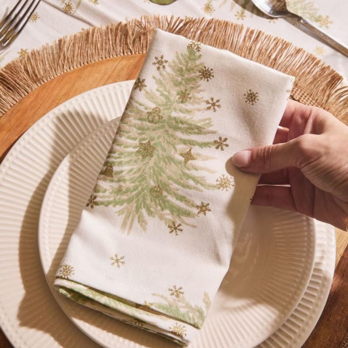 MAP DESIGN HOME - Servilleta de Tela Arbol de Navidad Algodon 40x40 cm